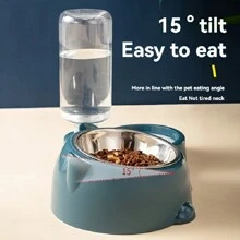 2-In-1 Elevated Tilted Pet Feeder With Stainless Steel Food & Water Bowls, Protects Pets Neck And Promotes Safer Eating & Drinking - Multicolor - View 8
