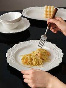 DearDali 手工巴洛克风格浮雕陶瓷餐具套装，家庭厨房意大利面盘甜品盘，酒店餐厅西餐盘，欧式早餐盘 - 彩色 - 查看 12