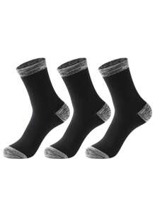 5prs Men's Solid Black Breathable Sweat-Absorbent Sports Basketball Socks For Autumn/Winter - Black - View 4