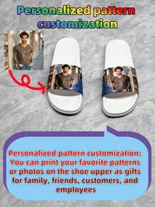 Customized Men's Slippers With Personalized Patterns, Photos, Or Logos. Suitable As Gifts For Family, Friends, Customers. For Events, Holidays, Beach, Hotel, Home Use