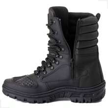 Tactical Combat Boot Zipper Closure Reinforced Material Toe Cap Motorcycle Boots - màu đen - Xem 2