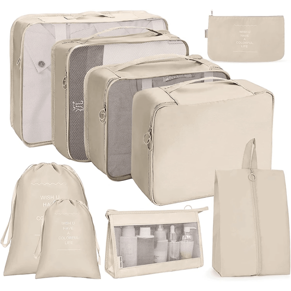 9pcs Travel Portable Luggage Packing Cubes College Dorm Essentials, Stuff Bag Storage Bag Clothes Storage Clothes Organizer Travel Bag Set Travel Organizer Set For Travel College Dorm School Vacation Holiday Suitcase Luggage