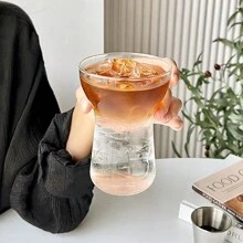 1 件高硼硅透明玻璃单层杯，冰美式咖啡杯，早餐牛奶杯，果汁玻璃杯，冷萃杯 - 透明色 - 查看 2