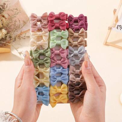 bilicaca 30 piezas/Paquete Clips para el cabello infantiles con lazos completamente cubiertos en colores caramelo, accesorios para el cabello de bebé con lazos, colores aleatorios para el Día de San Valentín