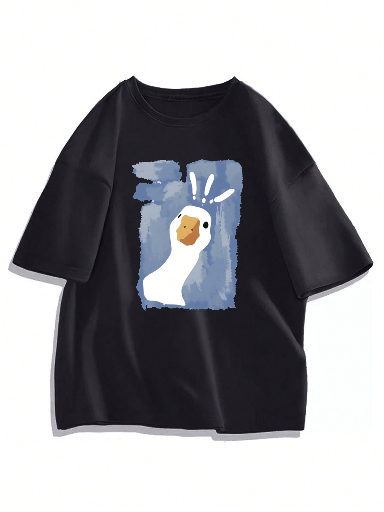 Duck Print Round Neck Short Sleeve Casual T-Shirt For Men, Summer 2025