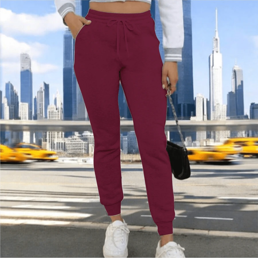 JOGGER AFELPADO LISO CASUAL CON BOLSAS IDEAL PARA TODO TIPO DE ACTIVIDAD (F1B) - Burdeos - Ver 1