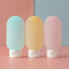 Set de 3 sticle de călătorie din silicon reîncărcabile de 60 ml - etanșe și comprimabile pentru șampon, loțiune și articole de toaletă - perfecte pentru a fi purtate cu mână și în deplasare, odorizante pentru acasă, decor pentru baie, decor de toamnă, înapoi la școală