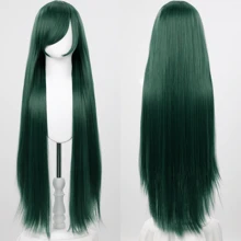 100厘米超长直发角色扮演假发耐热合成发动漫派对假发黑蓝粉绿黄红金假发适合圣帕特里克节 - 彩色 - 查看 16