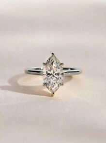 1pc Classic Marquise Cut Solitaire Engagement Ring, Hidden Halo Wedding Band, Elegant Proposal Ring - Horse Eye Diamond Ring - View 8