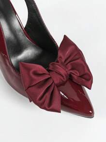 Women's Pointed Toe Bowknot Decor Thin Heels Pumps, Comfortable Simple Elegant High Heels, Work & Casual Wear Shoes, Increase Height & Elongate Legs Valentines
