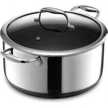 HexClad Hybrid Nonstick 8-Quart Stockpot With Tempered Glass Lid, Dishwasher Safe, Induction Ready, Compatible With All Cooktops - 10 Quarts - View 10