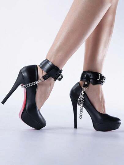 1 st sexiga kvinnor svart sele bälte konstläder fotbojor fotledskedja