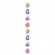 Set Of Eight Plastic Easter Eggs, Outdoor Hanging Decorations, Colorful Easter Decorations, Floral Striped Easter Eggs, Outdoor Decorations For Porch, Tree, Yard, Lawn, Party