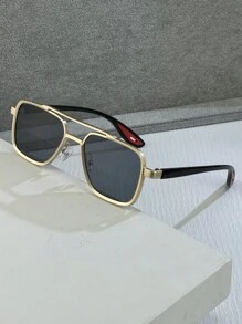 1pc Men's Metal Square Fashion Glasses, Punk Street Style Fashion Glasses