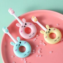 1pc Infant Toothbrush, 10,000 Soft Bristles, Protects Gums, Cartoon Rabbit Design, Great As Christmas, Halloween Kids Gift