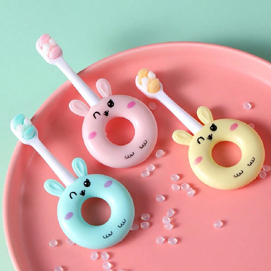 1pc Infant Toothbrush, 10,000 Soft Bristles, Protects Gums, Cartoon Rabbit Design, Great As Christmas, Halloween Kids Gift