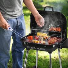 28" Portable Charcoal Grill With Wheels And Foldable Side Shelf, Large BBQ Smoker With Adjustable Vents On Lid For Outdoor Party Camping Picnic