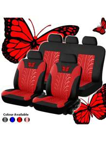 9 件全套汽车座椅套，5 座通用蝴蝶图案刺绣汽车座椅套，采用涤纶面料制成，全套汽车座椅套，通用布质前座椅套，适用于汽车、SUV、轿车、货车、汽车内饰套，兼容安全气囊，包含 9 件：2 个前座椅套、1 个靠背套、1 个后座椅套和 5 个头枕套。 - 彩色 - 查看 16