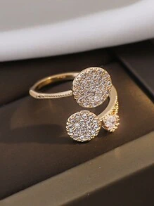 Rhinestone Decor Wrap Ring - Yellow Gold - View 1