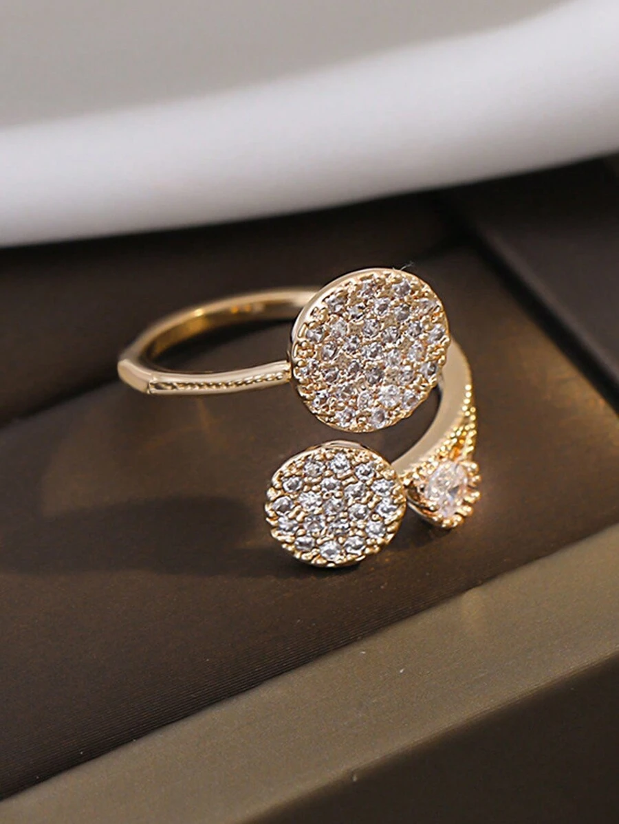 Rhinestone Decor Wrap Ring - Yellow Gold - View 1