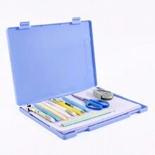 4 pezzi Cartella con scomparti, comprende una cartella con portapenne e una cartella per fogli A4, in plastica resistente, con apertura laterale e frontale, con molletta discreta, adatta per infermieri, insegnanti, avvocati