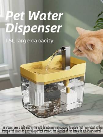 Cat Water Fountain Auto Filter Transparent Cat Drinker USB Anti-Dry Burning Recirculate Filtering Water Dispenser With Silent Pump 1.5L/50.73 OZ Drinking Fountain For Cats And Small Dog