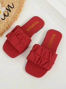 Modne, wsuwane, dziecięce kapcie, letnie, płaskie sandały z kwadratowymi noskami, bardzo atrakcyjne buty plażowe dla dziewcząt w nowym stylu