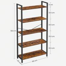 VASAGLE Étagère de Rangement 4 Niveaux, Bibliothèque, Cadre en Acier, Étagère sur Pieds pour Salon, Chambre, Bureau, 30 x 66 x 120 cm, Style Industriel, Marron Rustique et Noir d'encre - Tabac - Voir 4