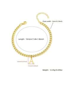 Vintage Cuban Link Initial A-Z Alphabet Bracelet, Unisex Stainless Steel Non-Fading Personalized Fashionable Bracelet, Christmas, New Year, Valentine's Day Holiday Gift