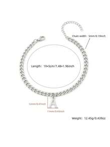 Vintage Cuban Link Initial A-Z Alphabet Bracelet, Unisex Stainless Steel Non-Fading Personalized Fashionable Bracelet, Christmas, New Year, Valentine's Day Holiday Gift