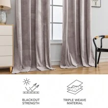 CYCMACO 2 Piece Velvet Indoor Curtains, Modern Bedroom Blackout Curtains With Eyelets, Cold Insulating Thermal Curtain For Living Room Lounge Children's Room - 紅色 - 查看 8