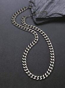 Stainless Steel European And American Cuban Chain Necklace For Men, Bohemian Ins Hip-Hop Exaggerated Stainless Steel Non-Fading Necklace NK Chain 4-Side Rough Chain