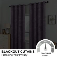 CYCMACO 2 Piece Velvet Indoor Curtains, Modern Bedroom Blackout Curtains With Eyelets, Cold Insulating Thermal Curtain For Living Room Lounge Children's Room - 淡紫色 - 查看 4