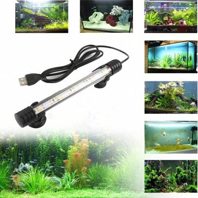 1 peça de luz LED submersível para aquário, luz de aquário de 7 a 19 polegadas, lâmpada de aquário com barra branca e azul, luz para plantas aquáticas de aquário, luz de decoração para aquário branco e azul, luz para aquário pequeno, luz para aquário grande, luzes de cristal, luz atmosférica, luz vibrante para aquário, luz de aquário com fileira dupla USB de baixa voltagem