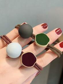 5pcs/Set Round Bead Mordant Color Elegant Hair Ties For Women (Random Color) Cute, Dopamine Ponytail Holders Hair Elastics Hair Rubber Bands Scrunchies Hair Rope Elastic Hair Tie, Hair Bobbles Hair Accessories Head Accessories Elastic Band - Multicolor - View 4