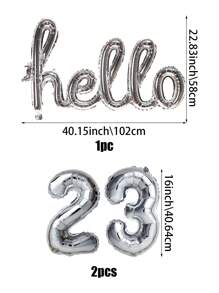 3 件/4 件银色相连“Hello”铝箔气球，16 英寸银色数字气球，“Hello 2025”字母数字气球，“2025 新年快乐”，适用于成人生日派对装饰、周年纪念、新年装饰
