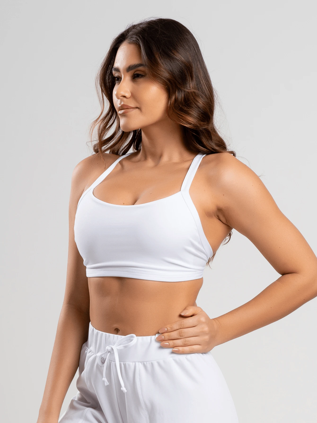Two Strap Gym Top Casual Walking - White - View 1