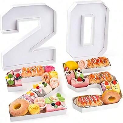 1 件手工制作的创意糖果拼盘，配有 0-9 数字和字母糖果盒，适合生日派对、毕业典礼、零食、派对装饰，适合家庭派对、单身派对和酒吧 KTV