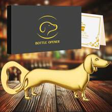 1pc Gold/Bronze/Dark Silver Dachshund Shaped Bottle Opener With Thermal Lined Bag/Gift Box, Suitable For Beer, Wine, Juice Opening, Bar, Club, Restaurant, Home Bar Tools, Summer Beverage Accessories, Applicable For Holiday/Corporate Celebration/Gathering Party/Birthday Gift For Men And Women, For Outdoor, Camping, Gift For Father