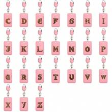 Cartoon Letter Card Sleeve ID Card Bus And Subway Access Work Permit Card Sleeve Staff Employee Pass Keychain With Retractable Rope For Work Id Card Dual-Sided Work Badge Holder - Pink - View 2