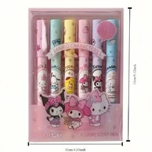 Sanrio 6pcs Highlighter Pen Set, Multi-Color Fluorescent Pens With Hello Kitty & Friends Prints, Soft Tips, Multipurpose Markers For Writing And Highlighting Back To School