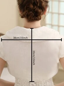1 Áo khoác Bolero cô dâu mềm mại cho nữ, tay ngắn màu trắng, thời trang đa năng, chất liệu lông nhân tạo - Trắng - Xem 2