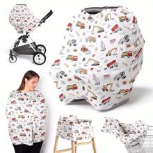 1pc Farmhouse Style Printed Multipurpose Baby Car Seat Cover, Stroller Cover, Nursing Cover, Basket Cover