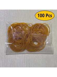 100pcs Strong Elastic 38mm Diameter Yellow Multi-Purpose Rubber Bands, Durable Natural Rubber, Suitable For Office, School And Home Use Back To School