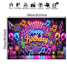 1 tấm Banner phông nền tiệc sinh nhật nhạc neon, sợi polyester hiệu ứng đèn nhiều màu trang trí cho sự kiện trong nhà và ngoài trời, sân, lễ kỷ niệm nhà và vườn - Nhiều màu - Xem 12