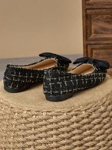 WHDXY Women's Square Toe Flat Shoes, Burgundy Bow Decor, Versatile, Wear With Straight Pants & Cute Tops, Soft Sole Driving Shoes, Elegant Spring/Autumn Flats - Black - View 5