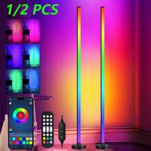 1/2 PCS 48" Smart LED Floor Lamp RGB Remote & APP Control Music Sync Corner Lighting - màu sắc - Xem 1
