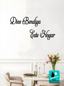 1 件上帝保佑圣经经文墙贴黑色文字励志短语墙贴适用于客厅卧室餐厅家居装饰自粘绘画，PVC 可移除防水贴花贴纸，贴纸，墙贴花，乙烯基贴花用于家居装饰，春季装饰品让您的家焕然一新，拉玛装饰贴纸