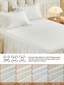 1件白色和黑色水洗荷叶边床裙 - 白色 - 查看 6