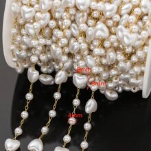 1m Faux ABS Pearl Beading Chain With Stainless Steel Link Bulk For Choker Necklace Bracelet Anklet DIY Craft Women Men Jewelry Making No Fade